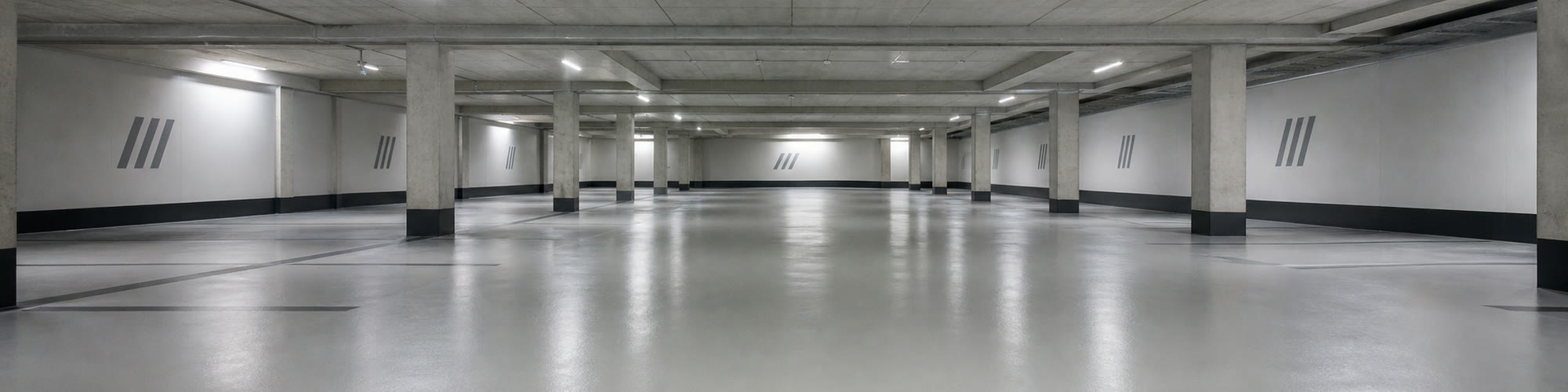 Tiefgarage mit instand gesetztem Betonboden, Rödl Baugruppe Nürnberg